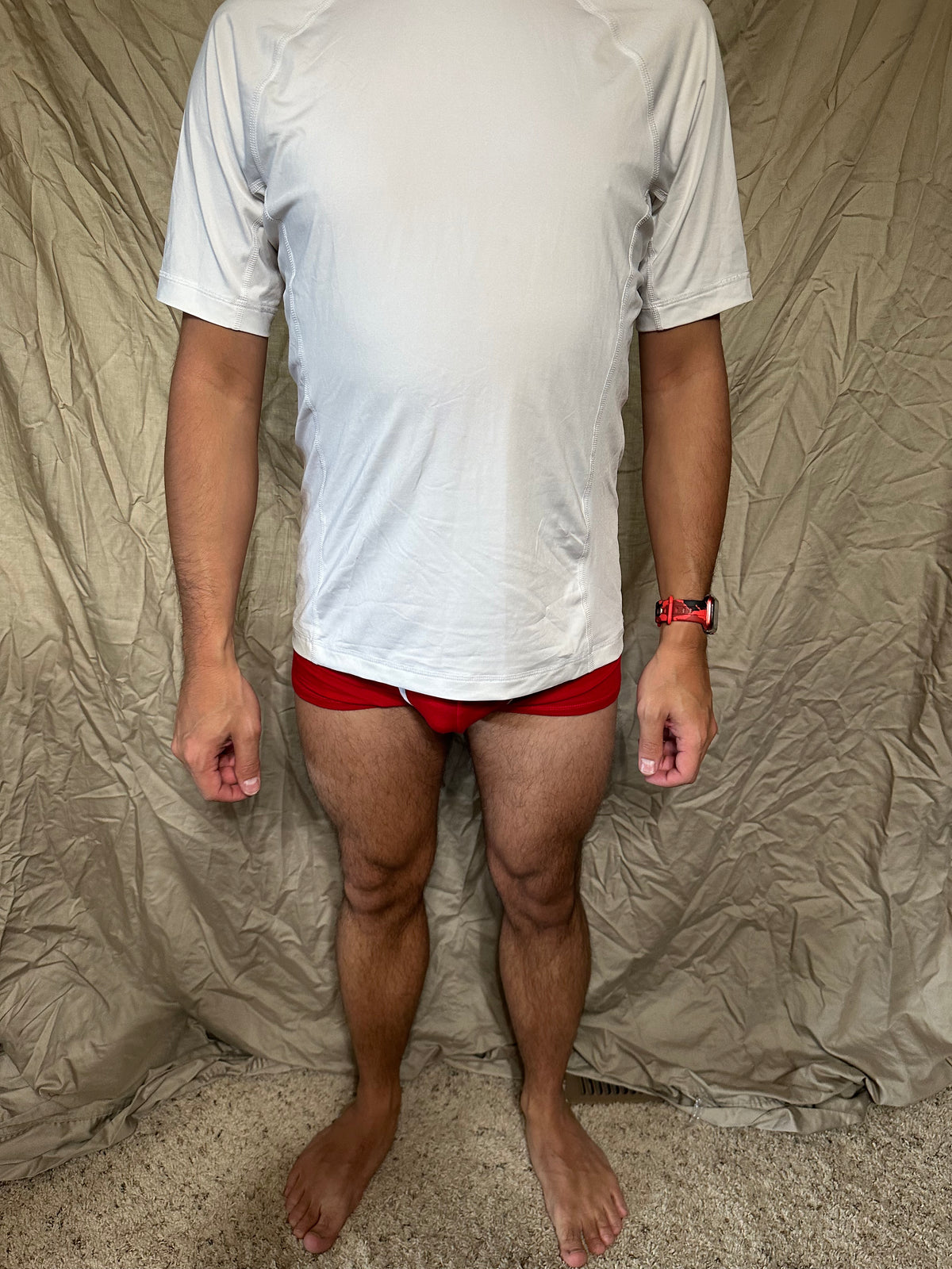Men’s white lands end size small compression shirt short sleeve