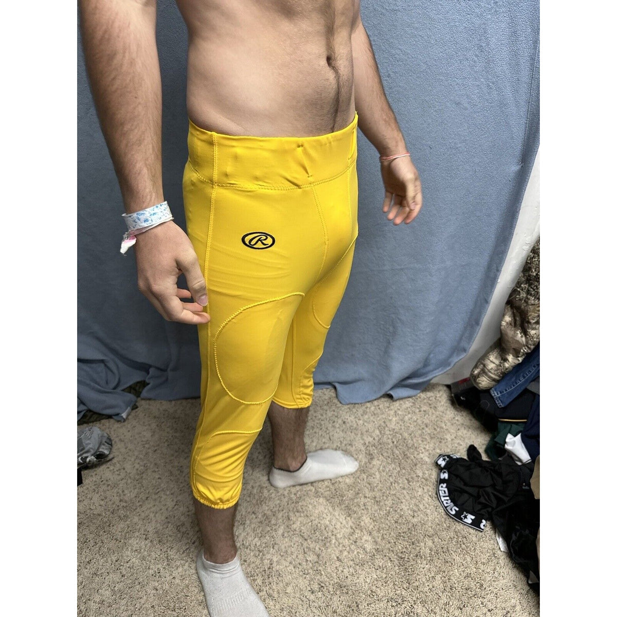 Men’s Rawlings Football Pants Yellow Medium Nylon Spandex