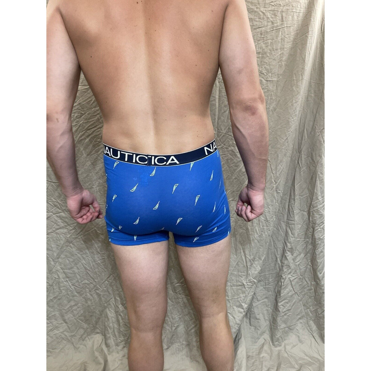 men's Rainbow Pride nautica 5% spandex boxer brief  Blue Extra Large