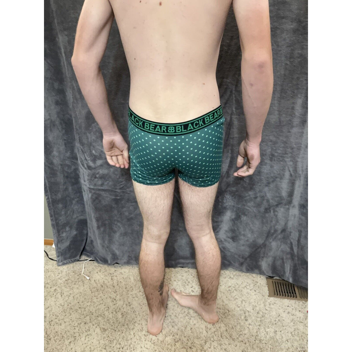 men's medium athletic trunk style black bear boxer brief Green With Polka Dots