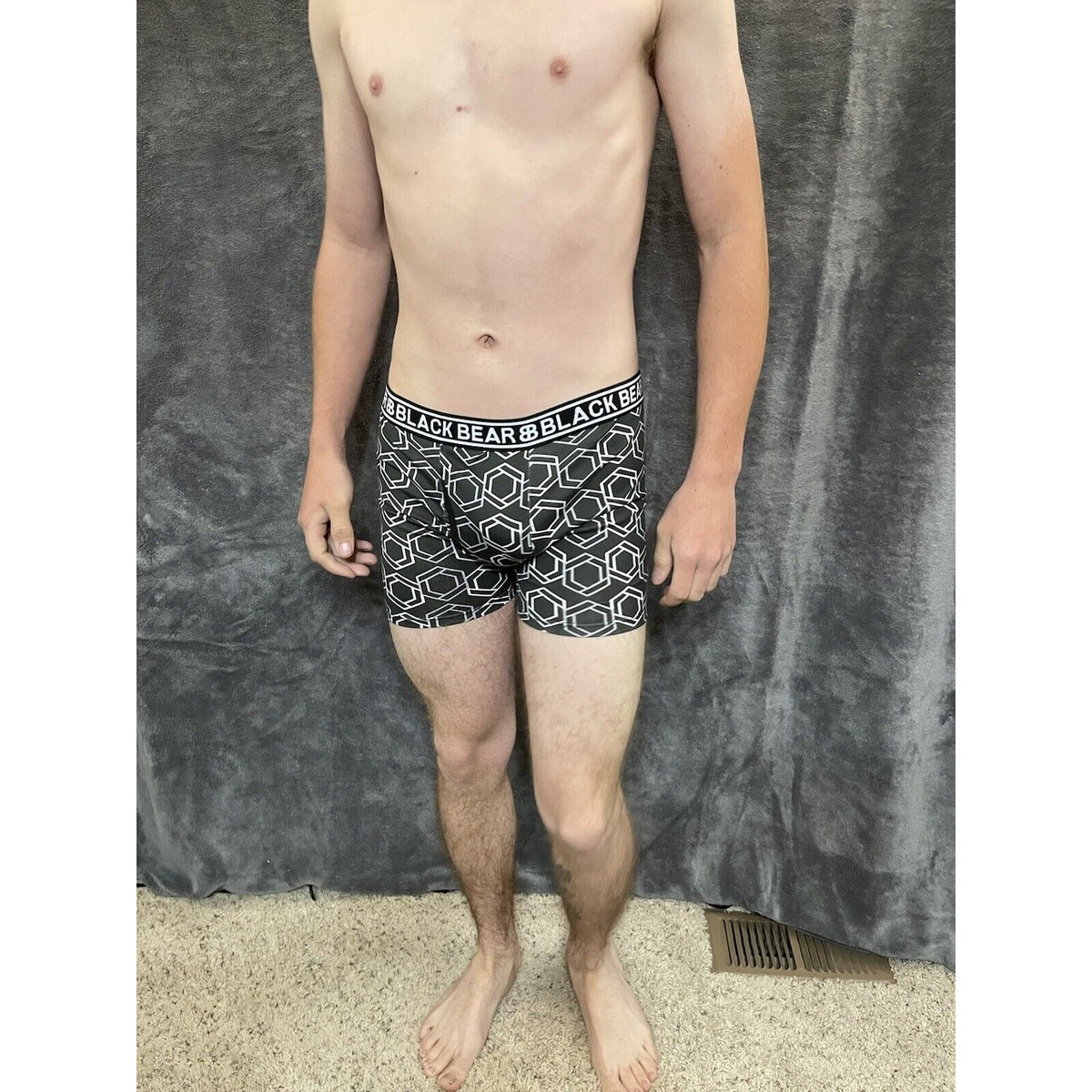 men's medium athletic trunk style black bear boxer brief Black Geometric Design