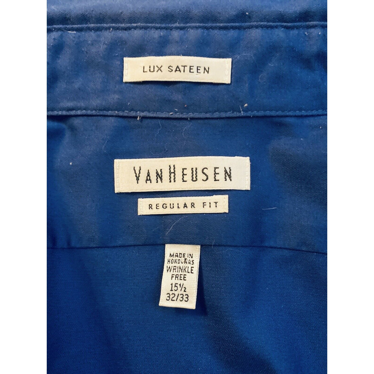 Van Heusen Lux Sateen  - dark blue mens dress shirt long sleeve 15 1/2 32/33