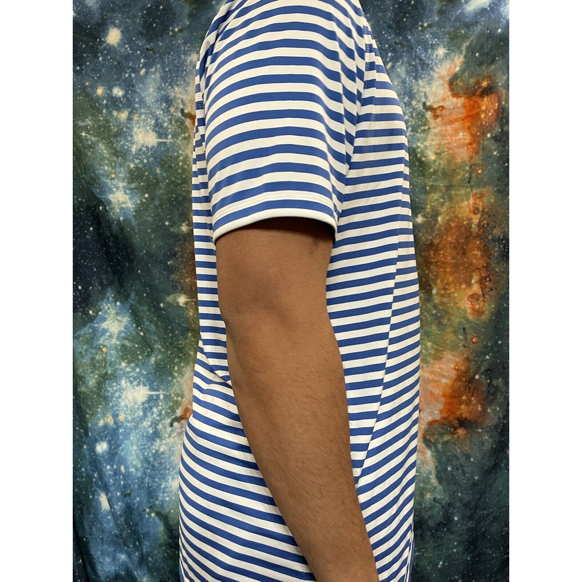 Men’s Doherty High School Spartans Striped blue Nike Golf Shirt Sleeve Shirt L