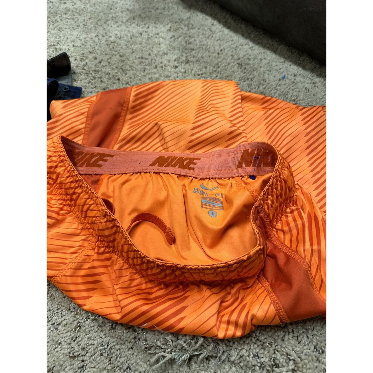 men’s nike dri-fit small neon orange shorts