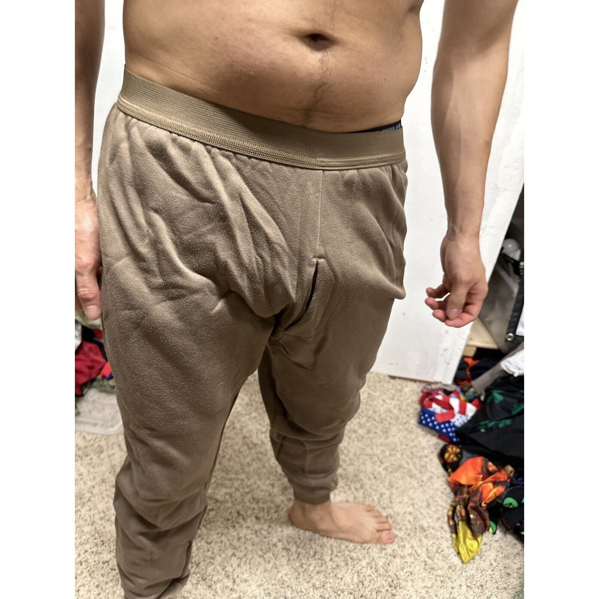 Men’s Cold Weather Brown Drawers Large Thermal Army Air Force Pants
