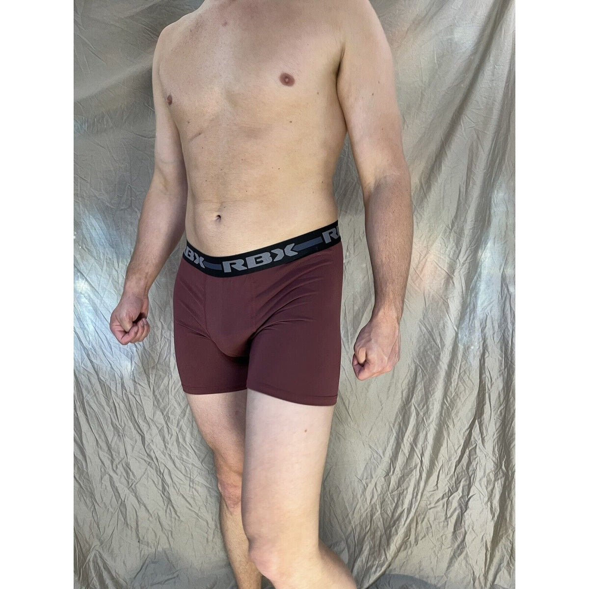 men's Maroon rbx Medium compression boxer briefs