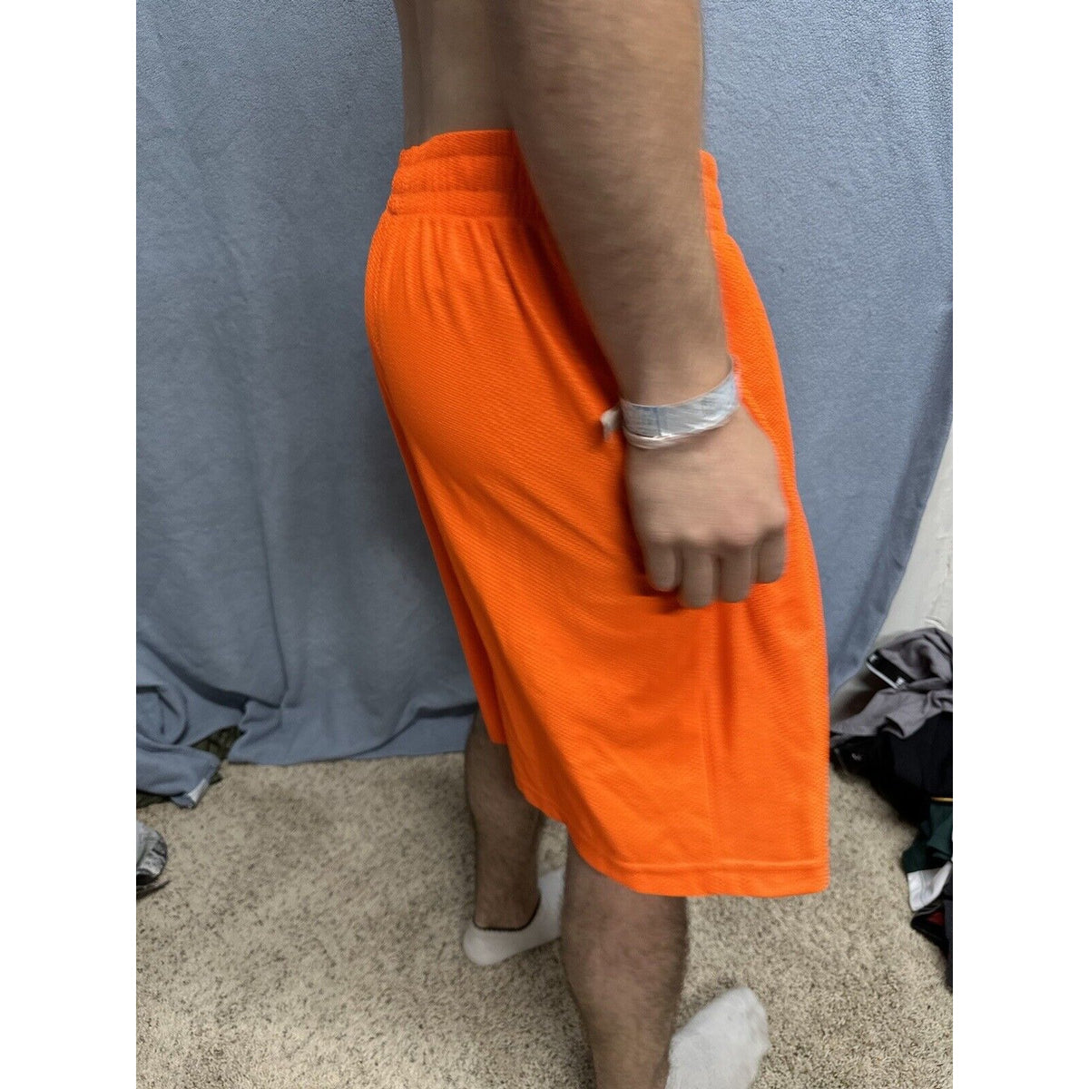 Men’s Neon Orange Starter Medium Athletic Shorts With  Pockets