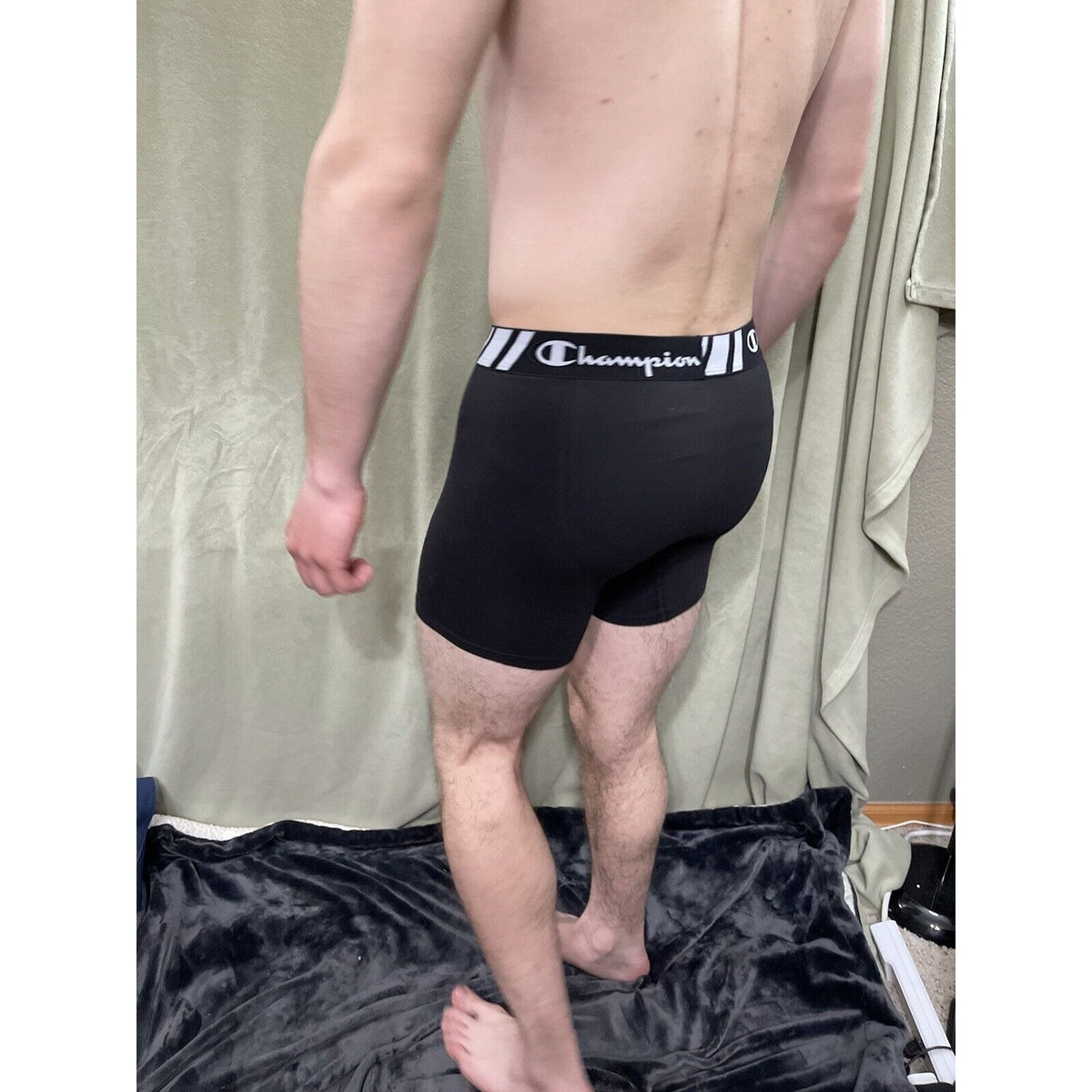 Champion Men's Boxer Briefs Underwear Size Medium Black 5% Spandex New