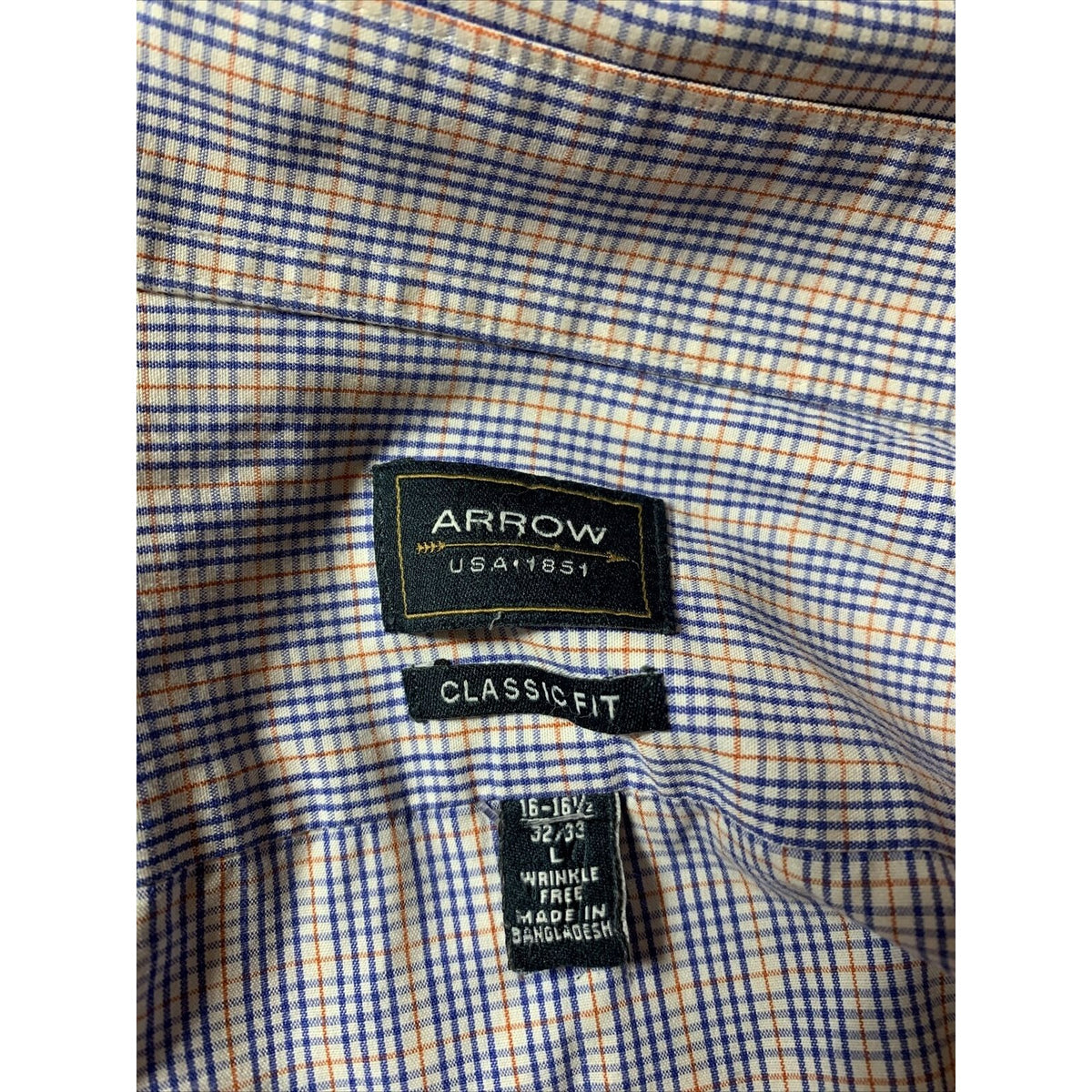 Arrow Button Up Dress Shirt Men's 16 32-33 Long Sleeve Multi Plaid Classic Fit