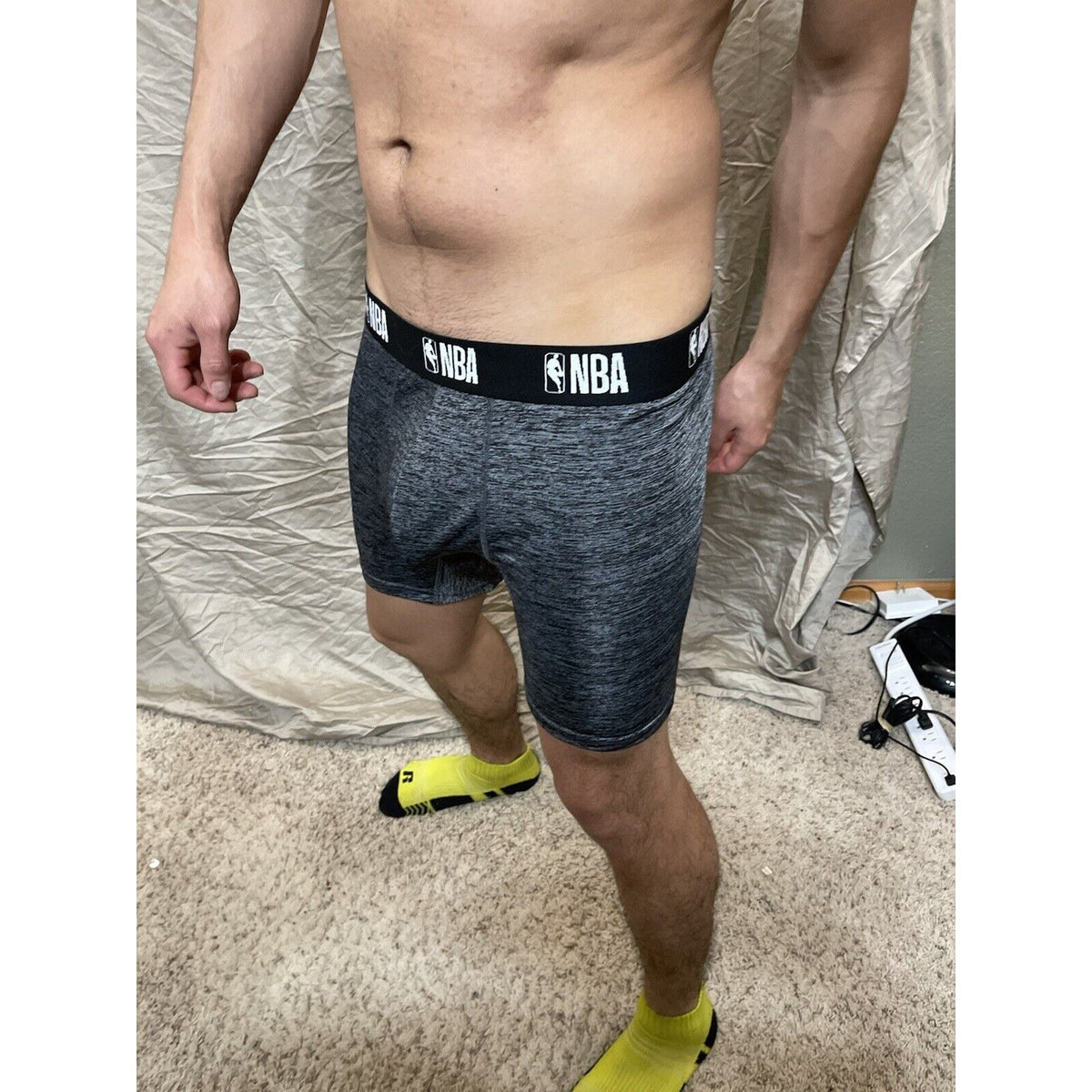 men's NBA gray polyester spandex compression shorts Medium New And Unworn