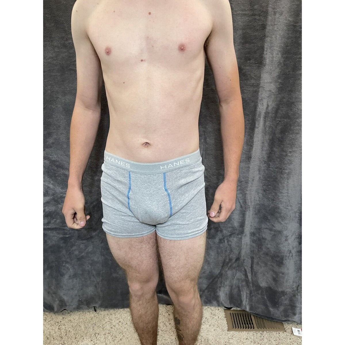 boy's Hanes youth XL Gray With Aqua boxer brief