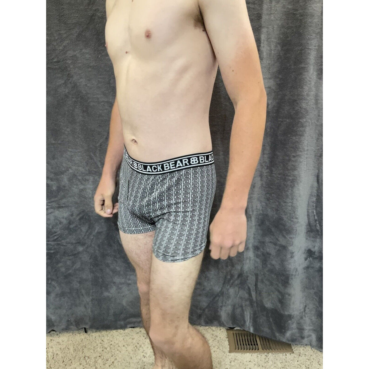 men's medium athletic trunk style black bear boxer brief White And Black Squares