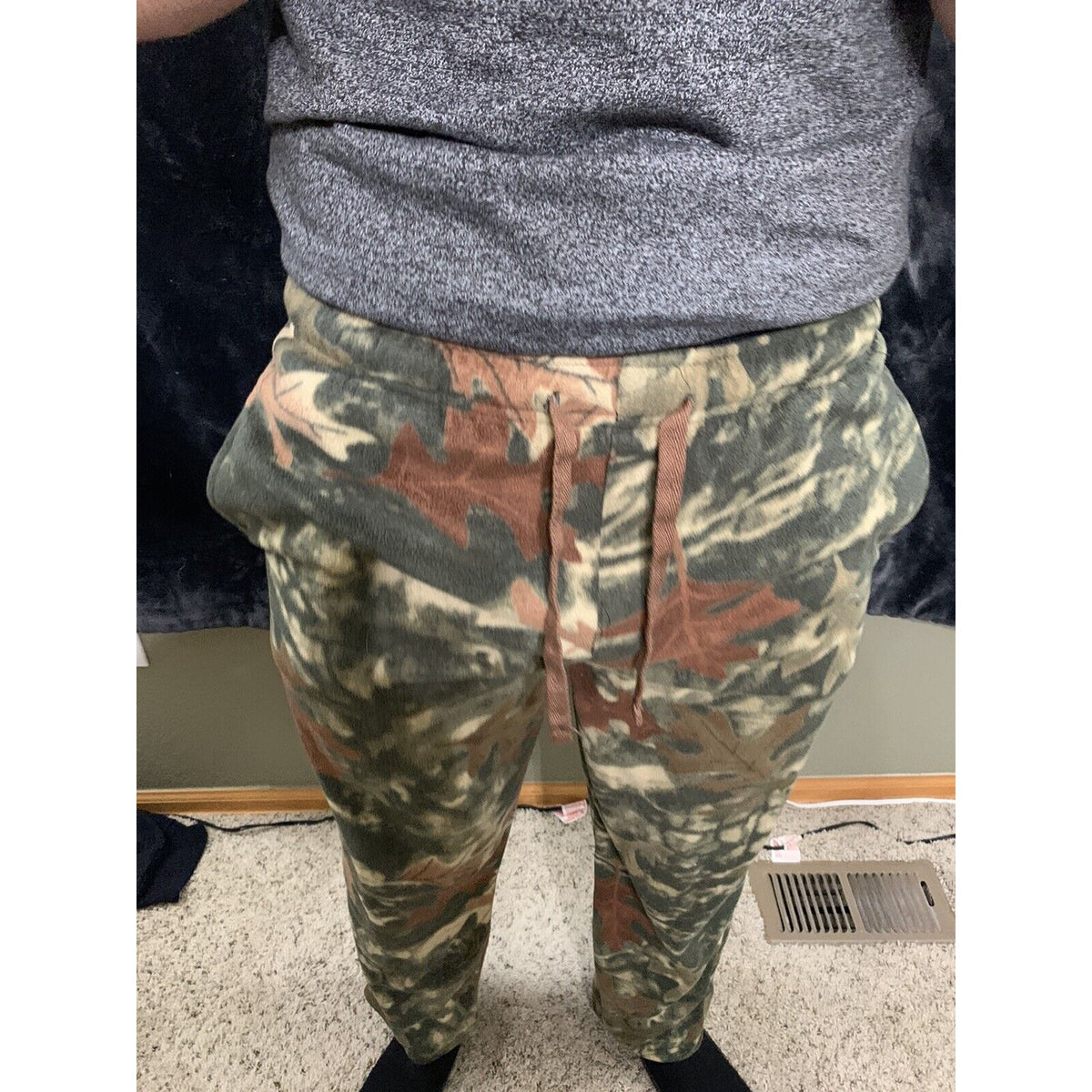 Arctic Trail Men's Fleece Sleep Lounge Pant Camo Leaves Size Medium Polyester