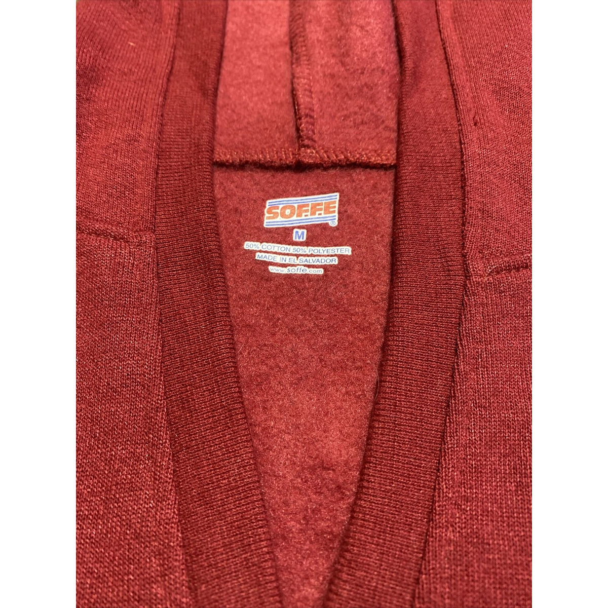Soffe Men’s Medium Plain Solid Red Cotton-blend Pullover Hooded Sweatshirt