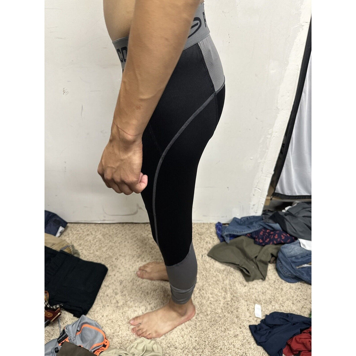 Men’s Champion Duo Dry Medium Black Gray Base Layer Leggings