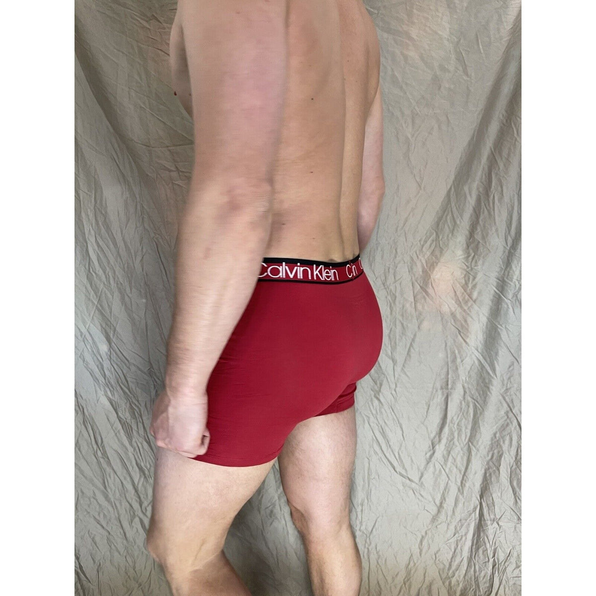 men's red calvin klein boxer brief large