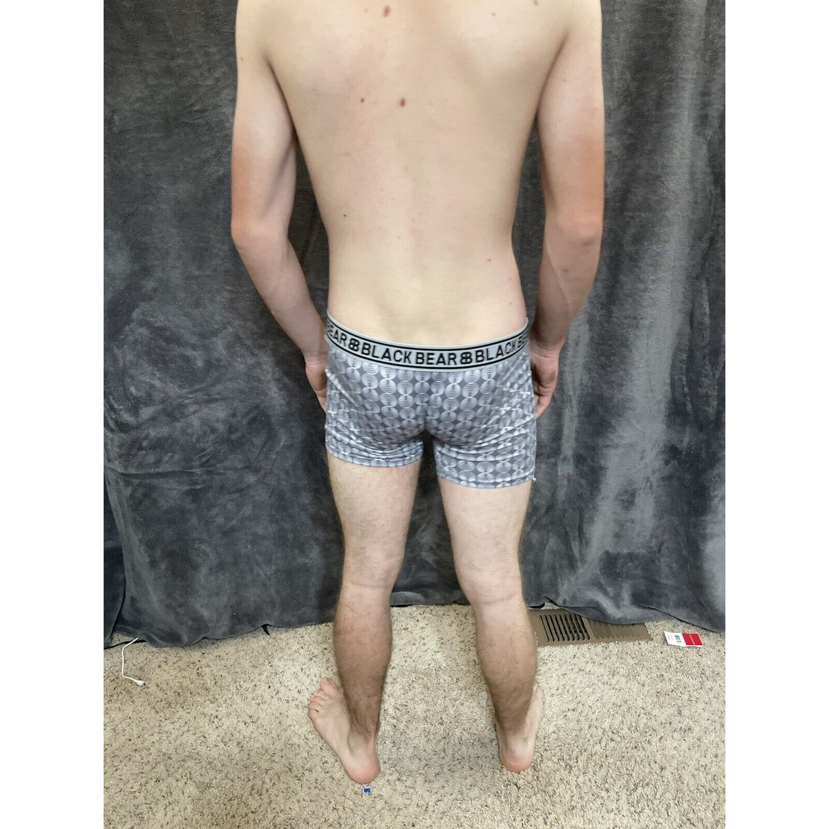 men's medium athletic trunk style black bear boxer brief gray With Circle Design
