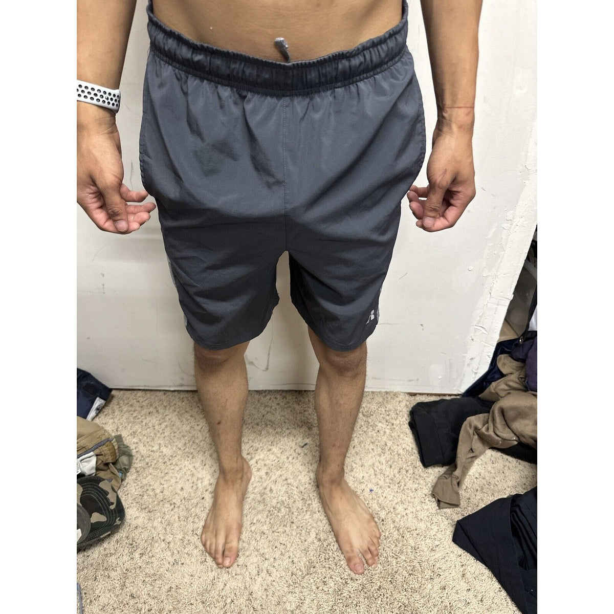 Men’s Gray Russell Small Athletic Shorts With Pockets