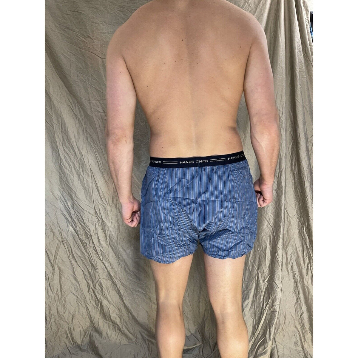 men's large hanes confort flex blue Striped boxer shorts