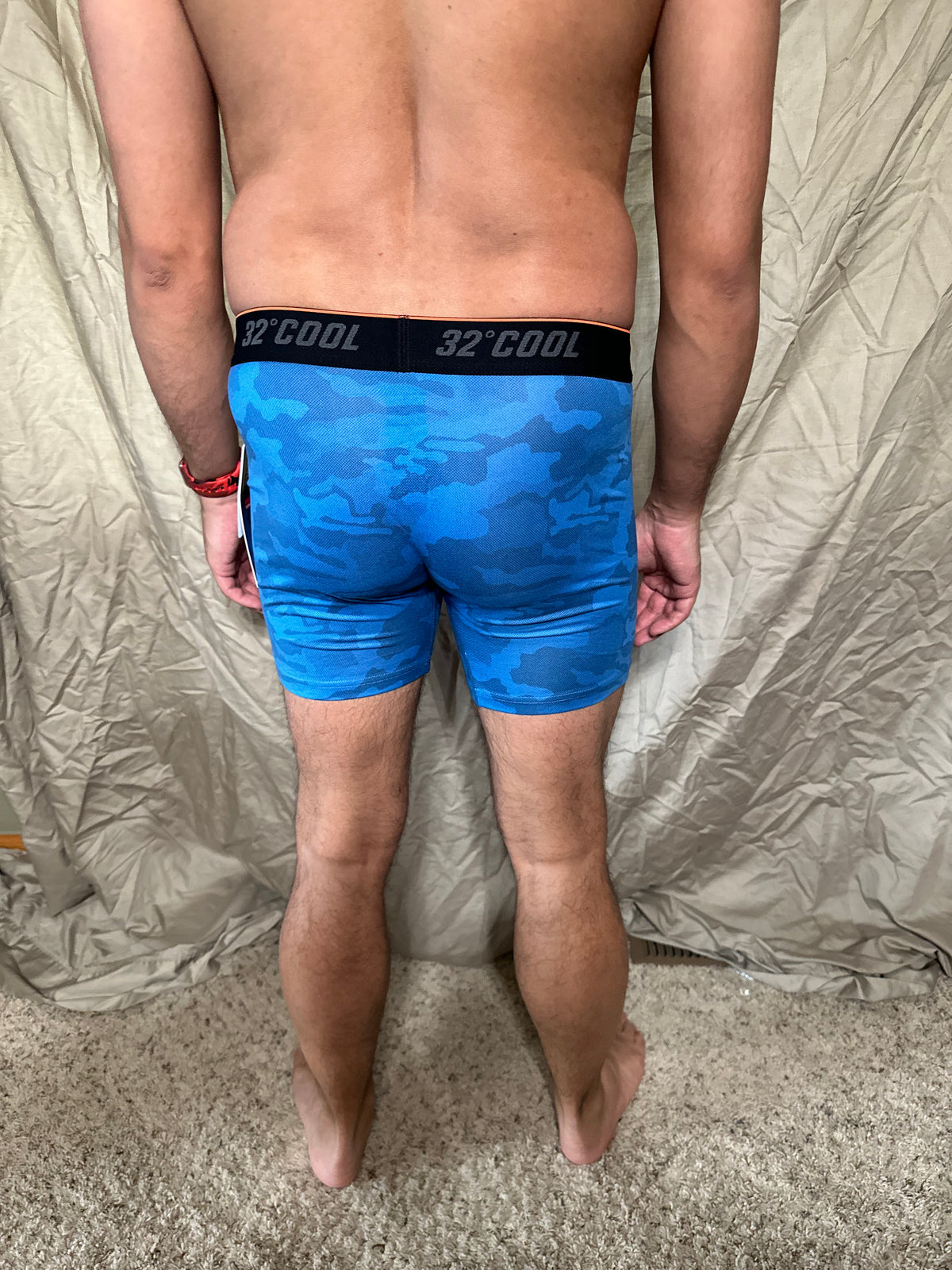Men’s blue with camo pattern 32 degree cool boxer briefs size small