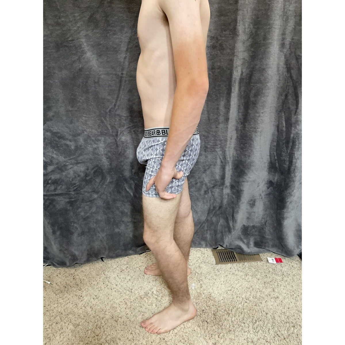 men's medium athletic trunk style black bear boxer brief gray With Circle Design