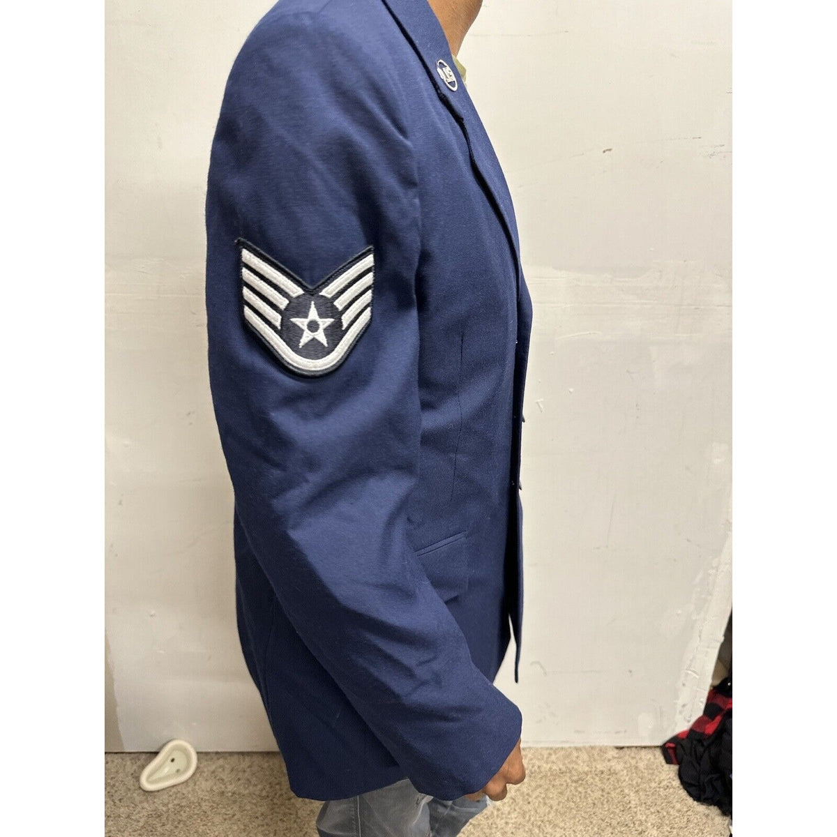 Men’s 40R Coat Uniform Air Force Blue Jacket Staff Sergeant Rank US Insignia