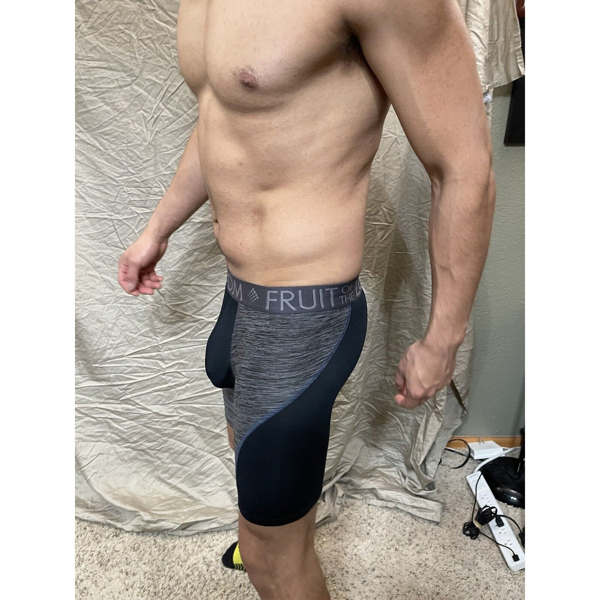men's fruit of the loom black And Gray compression boxer shorts breathable  S