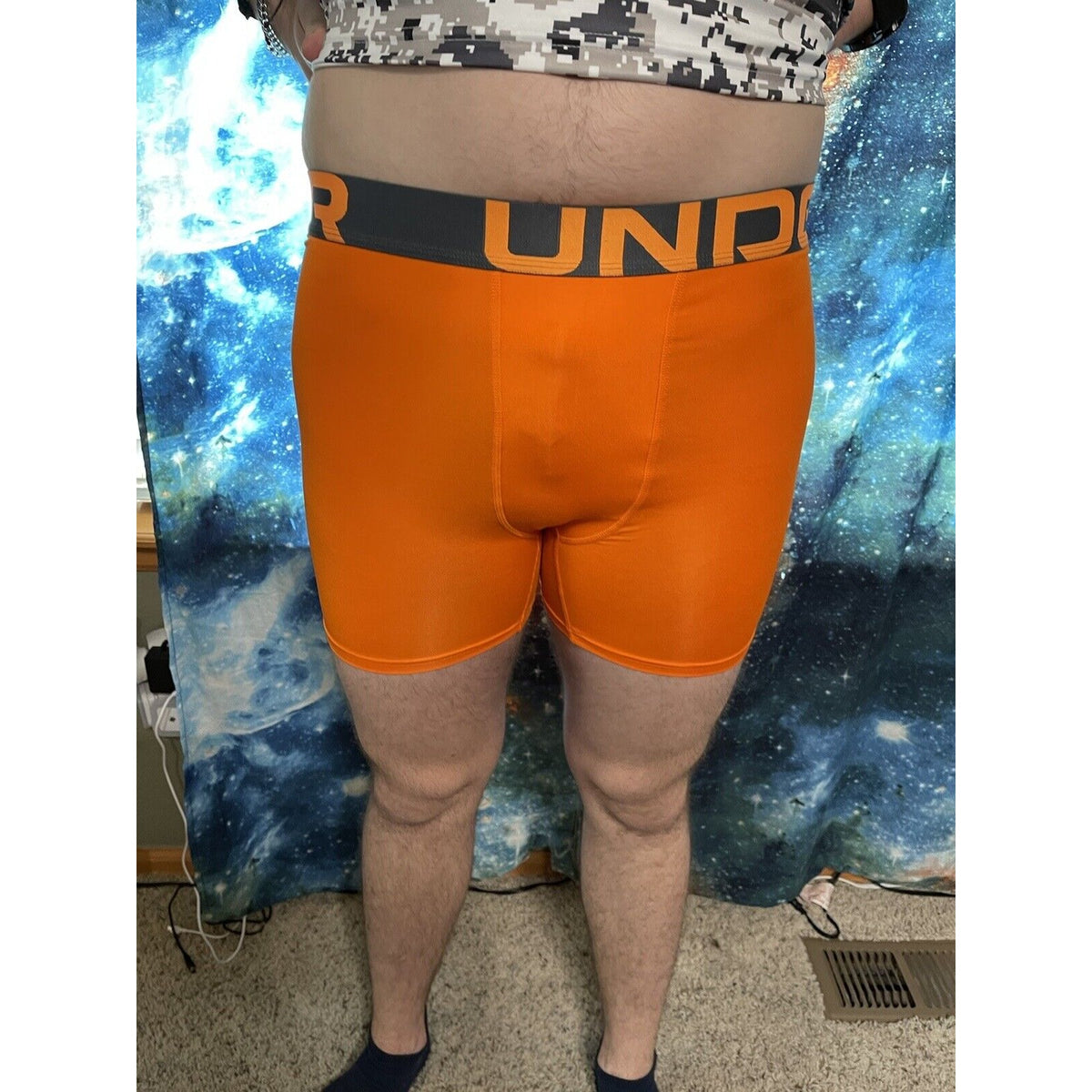 Orange Under Armour Youth Fitted YXL Compression Shorts