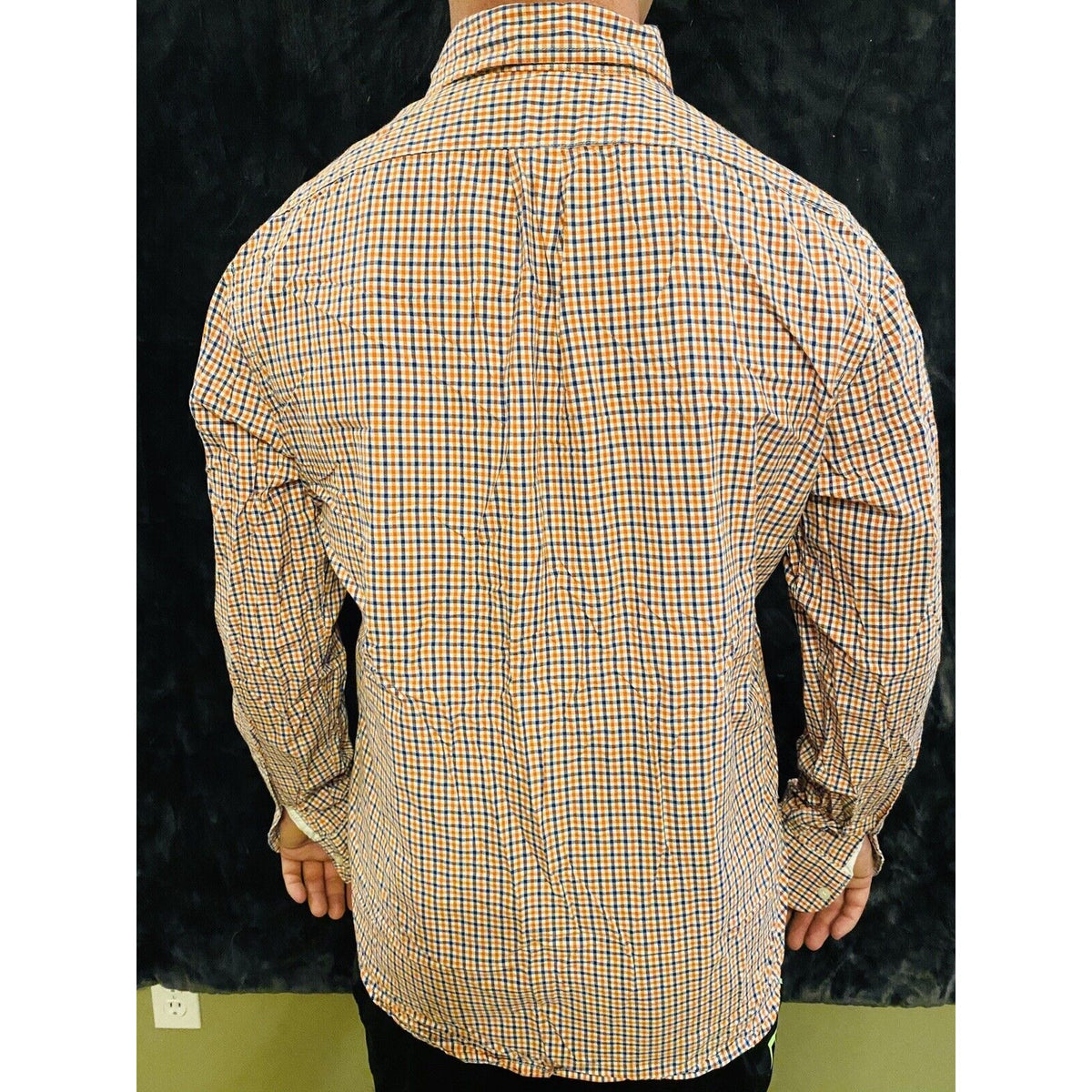 Men's Old Navy 'The Classic Shirt' Checked (blue + orange) Large Long Sleeves