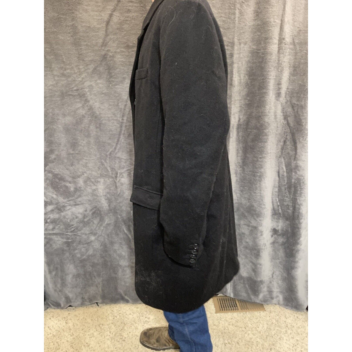 men's large guess jacket overcoat wool poly blend Black
