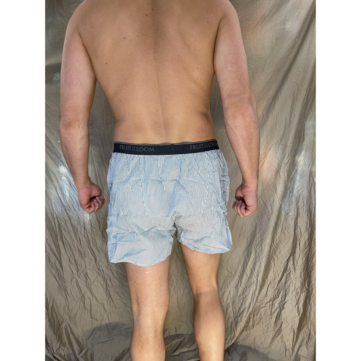 men's fruit of the loom Striped blue boxer shorts large