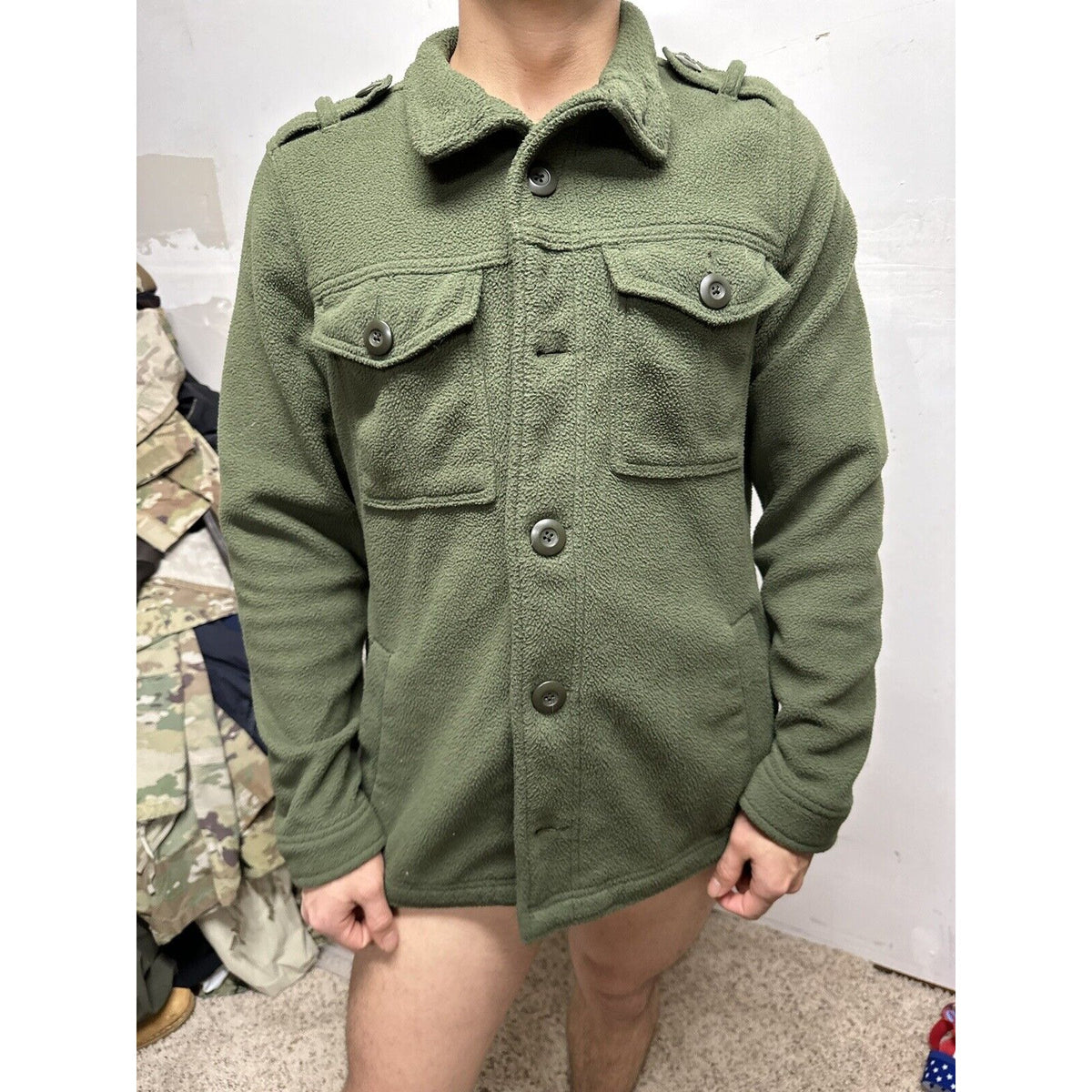 Men’s Old Navy Small Poly Olive Green Front Button Jacket