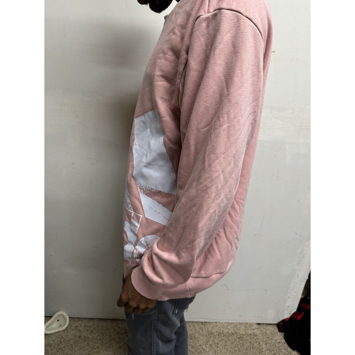 Men’s Pink Adidas Large Pullover Sweatshirt Long Sleeve