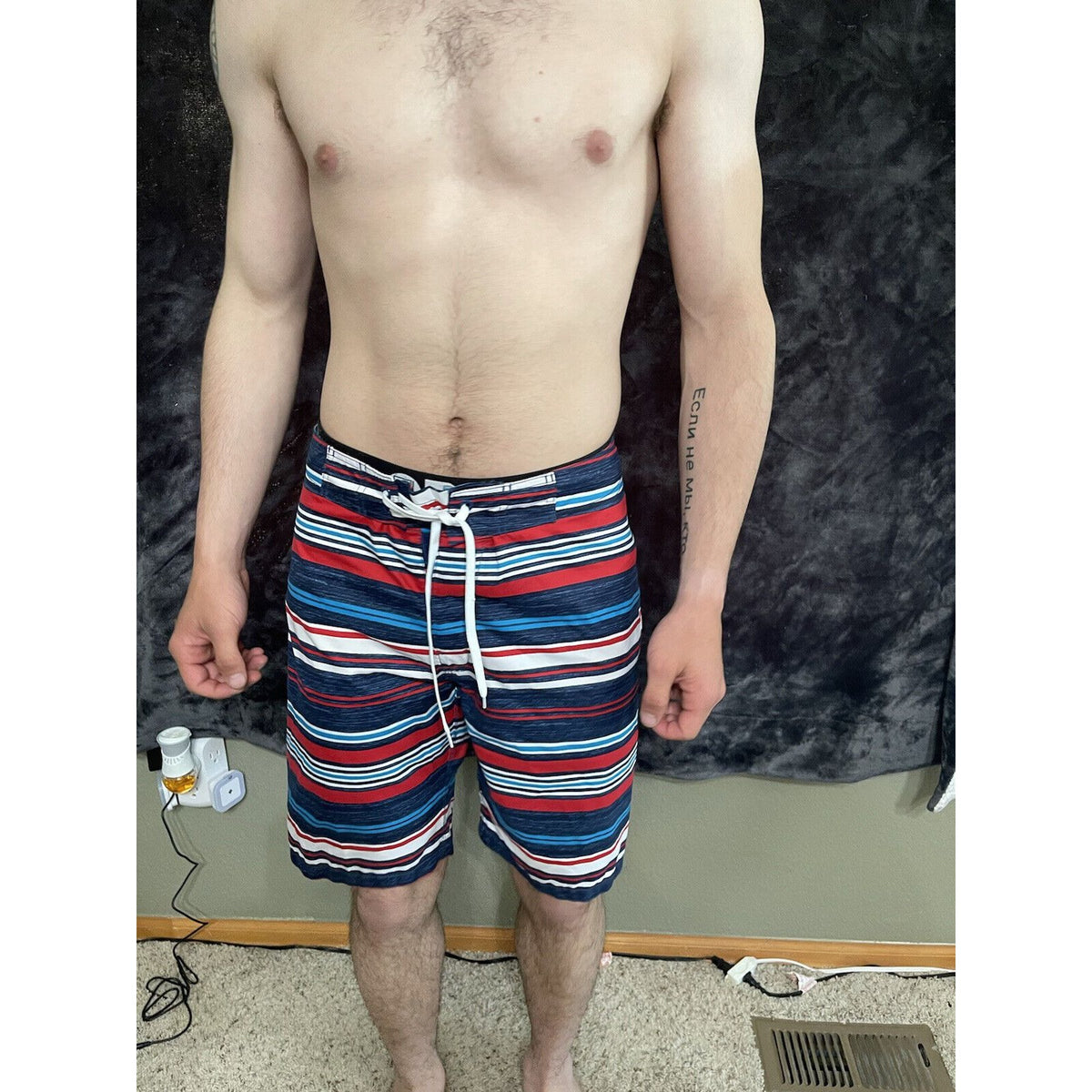 Men’s Small Old Navy Swim Trunks Striped Patriotic