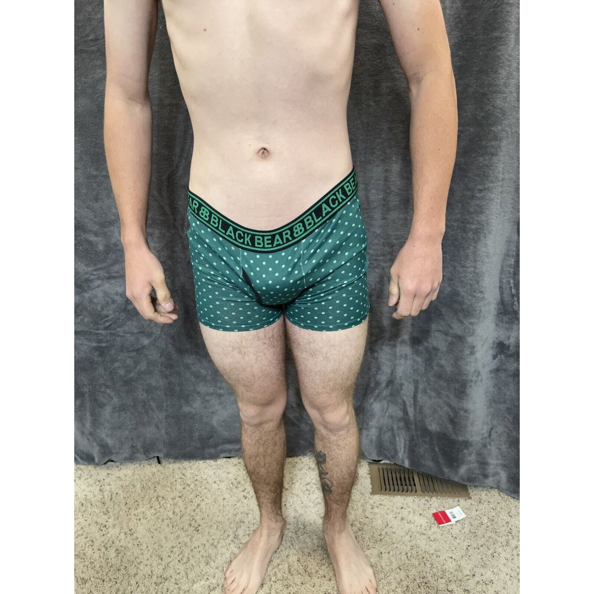 men's medium athletic trunk style black bear boxer brief Green With Polka Dots