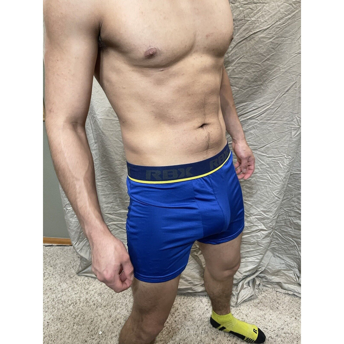 Men's RBX active polyester spandex royal blue compression boxer shorts