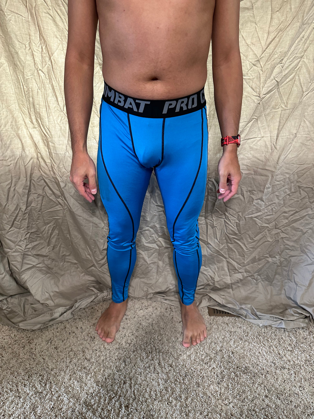 Men’s blue pro combat medium sport athletic base layer compression pants