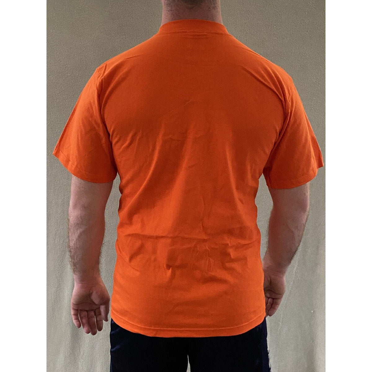 The Cotton Exchange Men’s Medium Plain Solid Orange Cotton T-shirt