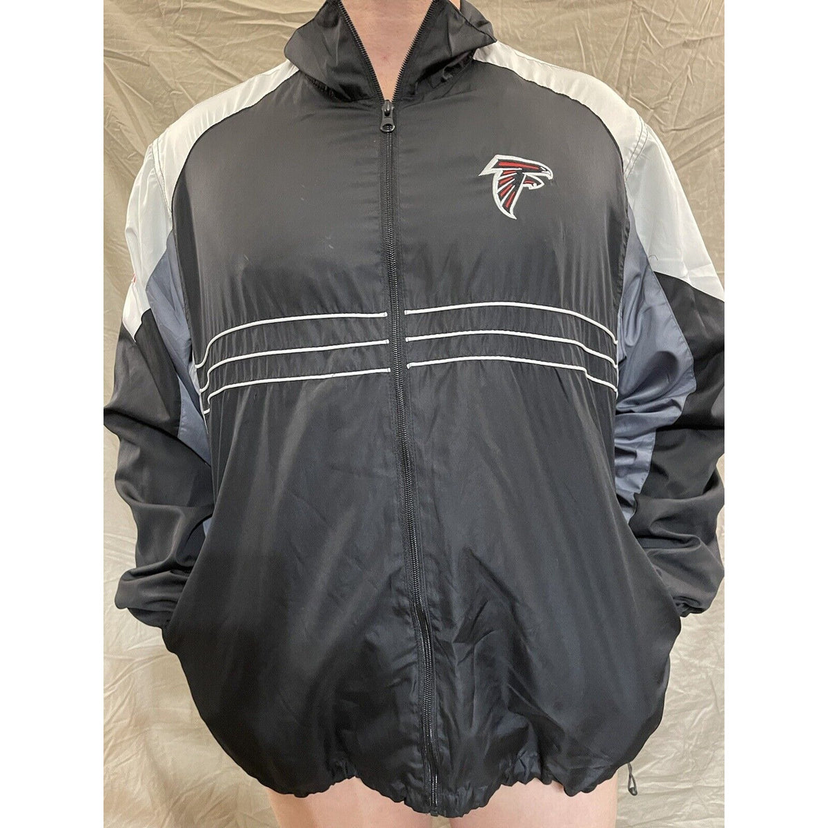 Men's SI NFL Team Reebok full zip atlanta falcons black windbreaker jacket XL
