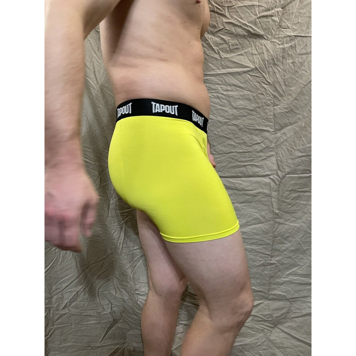 men's tapout bright yellow compression shorts Small  New And Never Worn