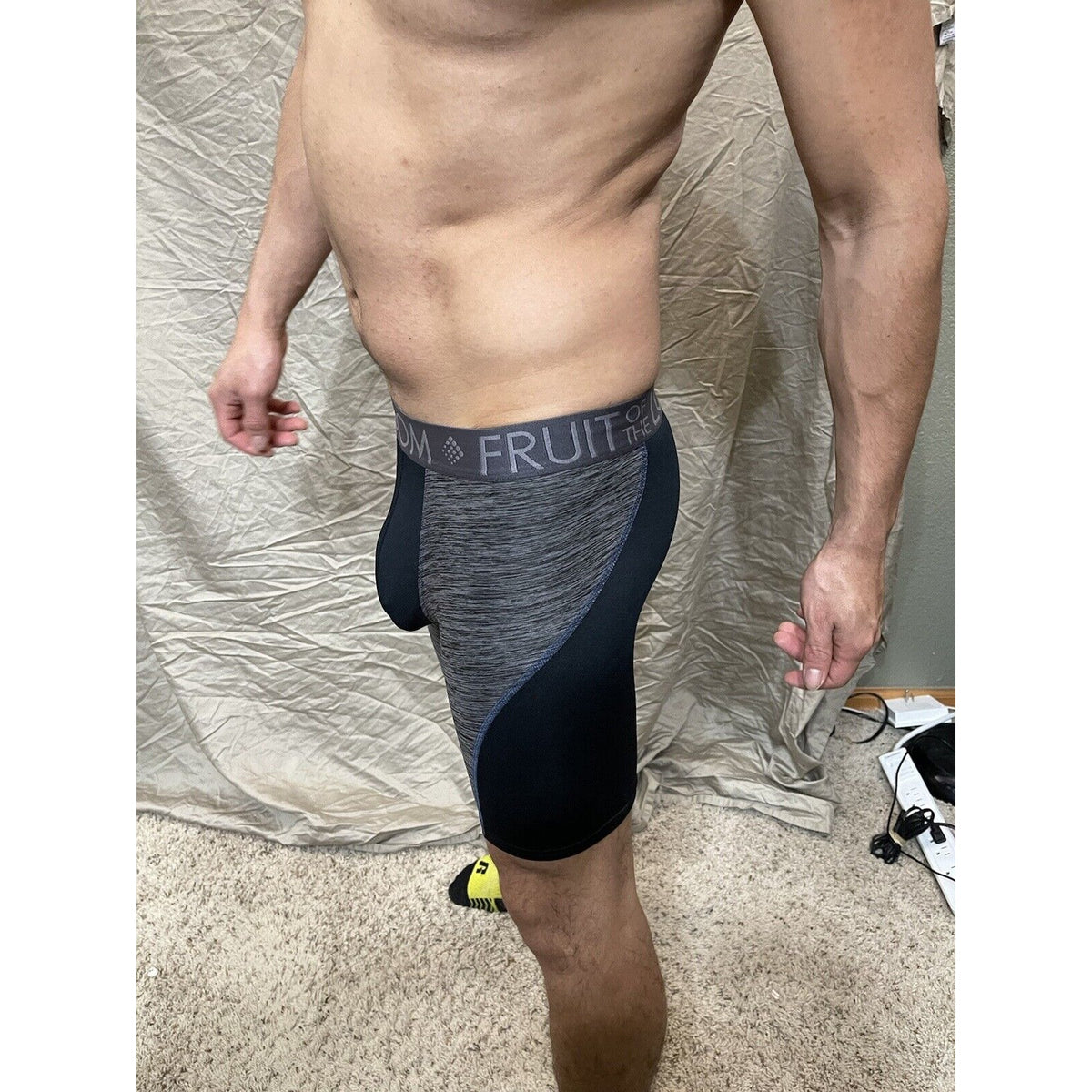 men's fruit of the loom black And Gray compression boxer shorts breathable  S