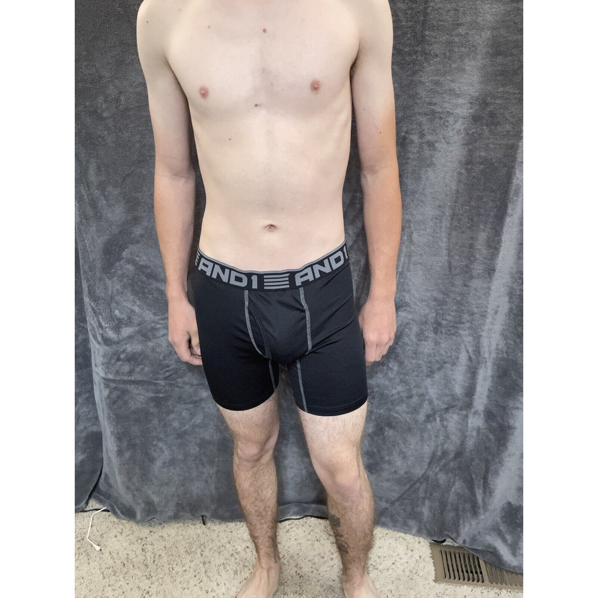 men's and1 medium black 10% spandex compression boxer brief