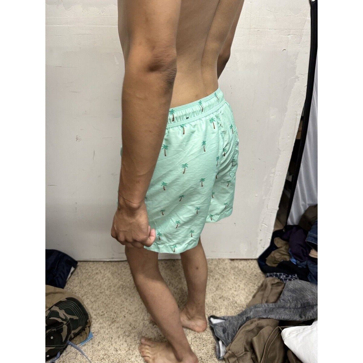 Men’s American Eagle Green Palm Tree Swim Trunks Small