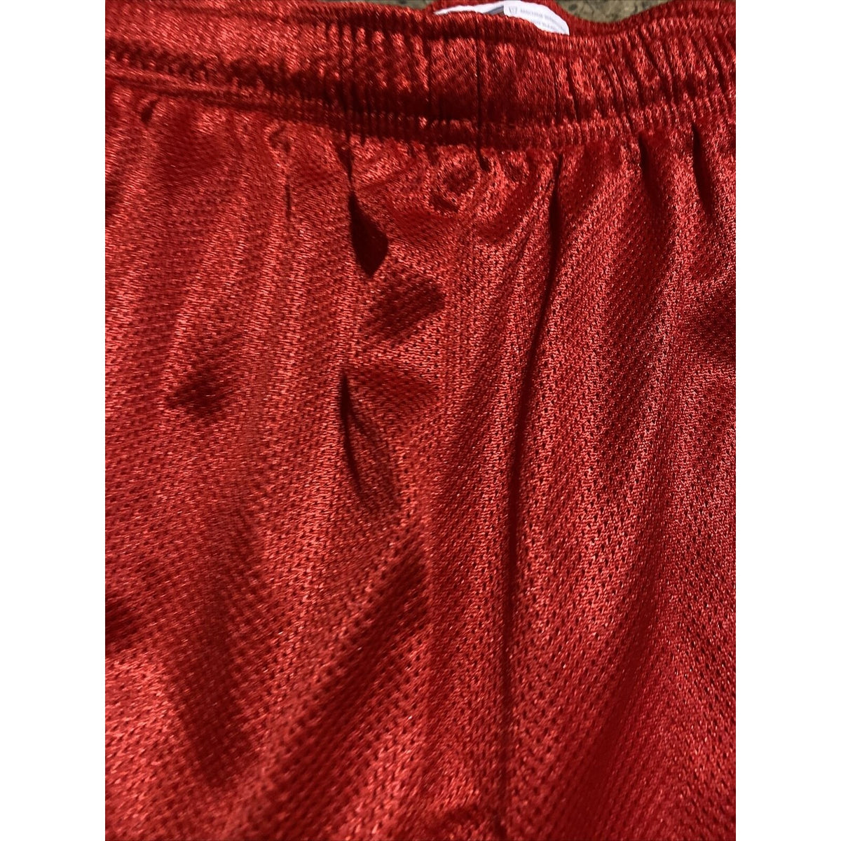 Soffe Men’s Large Bright Cardinal Red Basketball Training Polyester Mesh Shorts