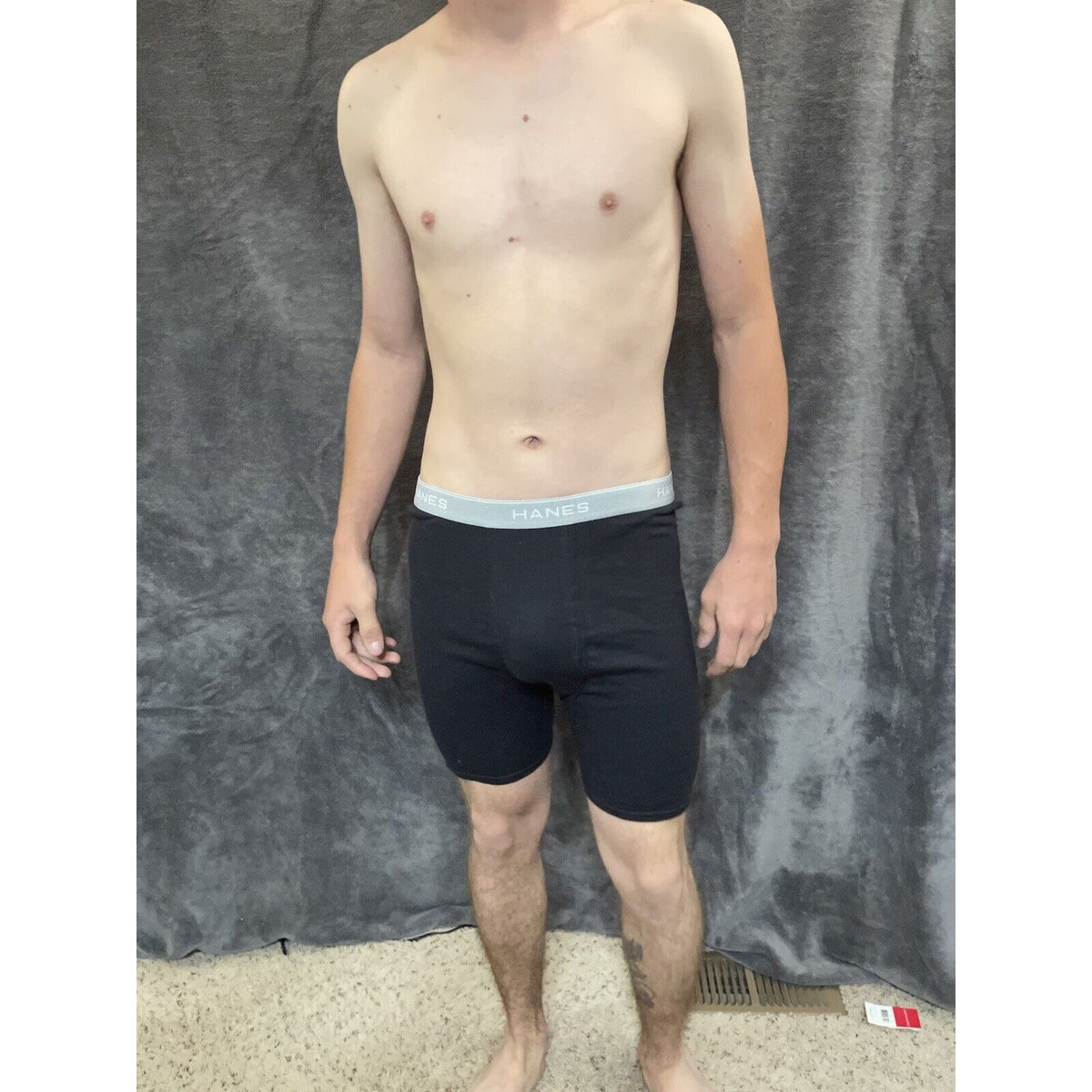 Men's black Medium hanes boxer briefs gray band