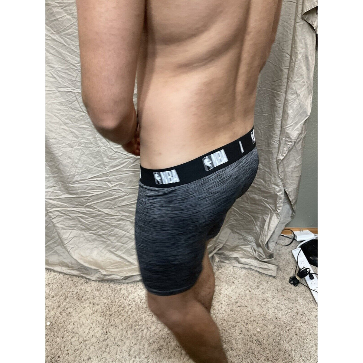 men's NBA gray polyester spandex compression shorts XL New And Unworn