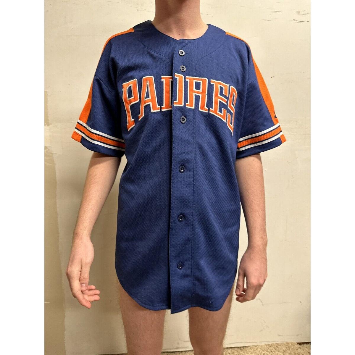san diego padres genuine merchandise by starter fits like a medium jersey