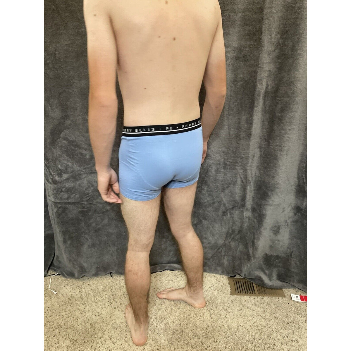 men's light blue perry ellis portfolio 5% spandex boxer brief Medium