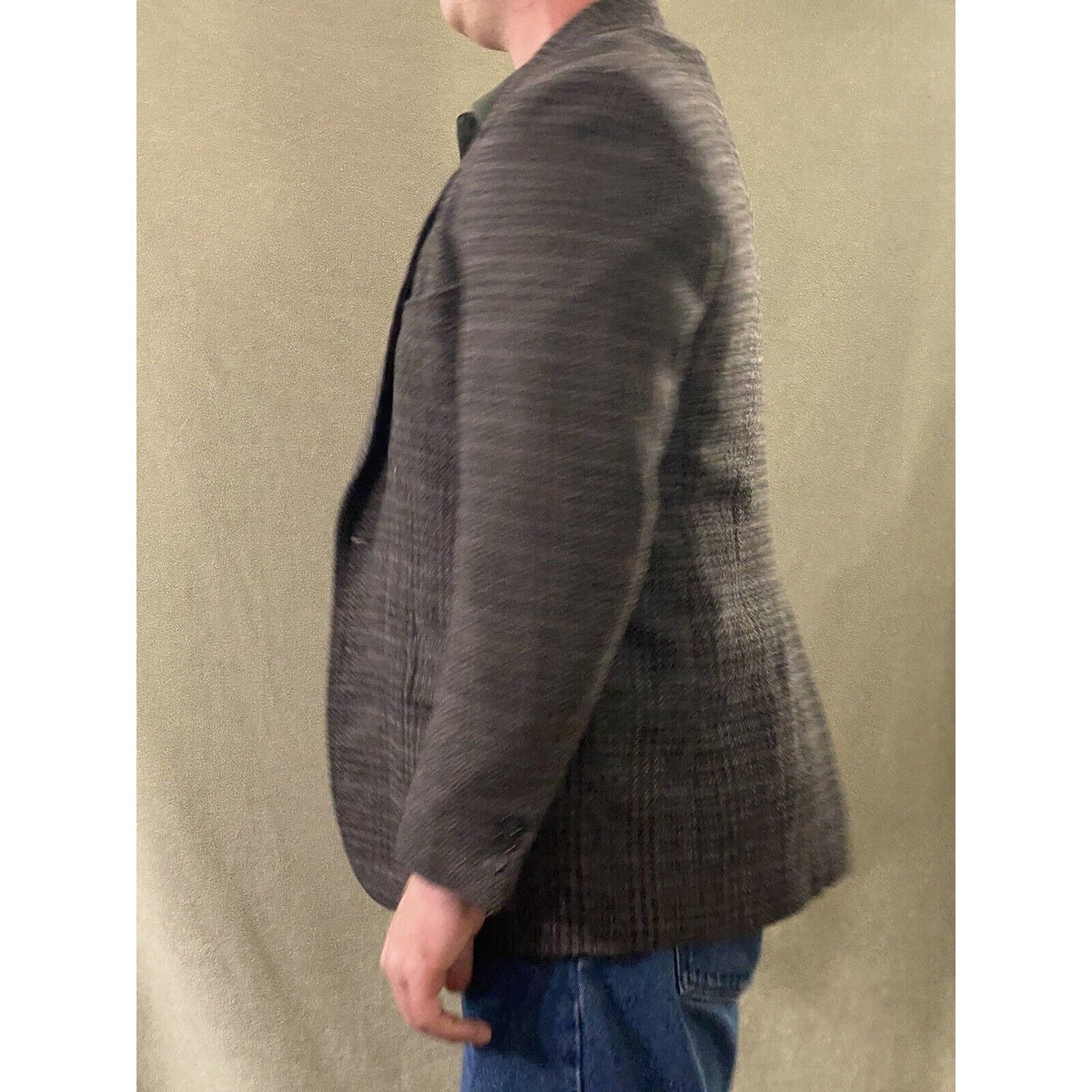 The Men’s Store Men’s 42S Brown Herringbone Polyester Wool Blazer Jacket