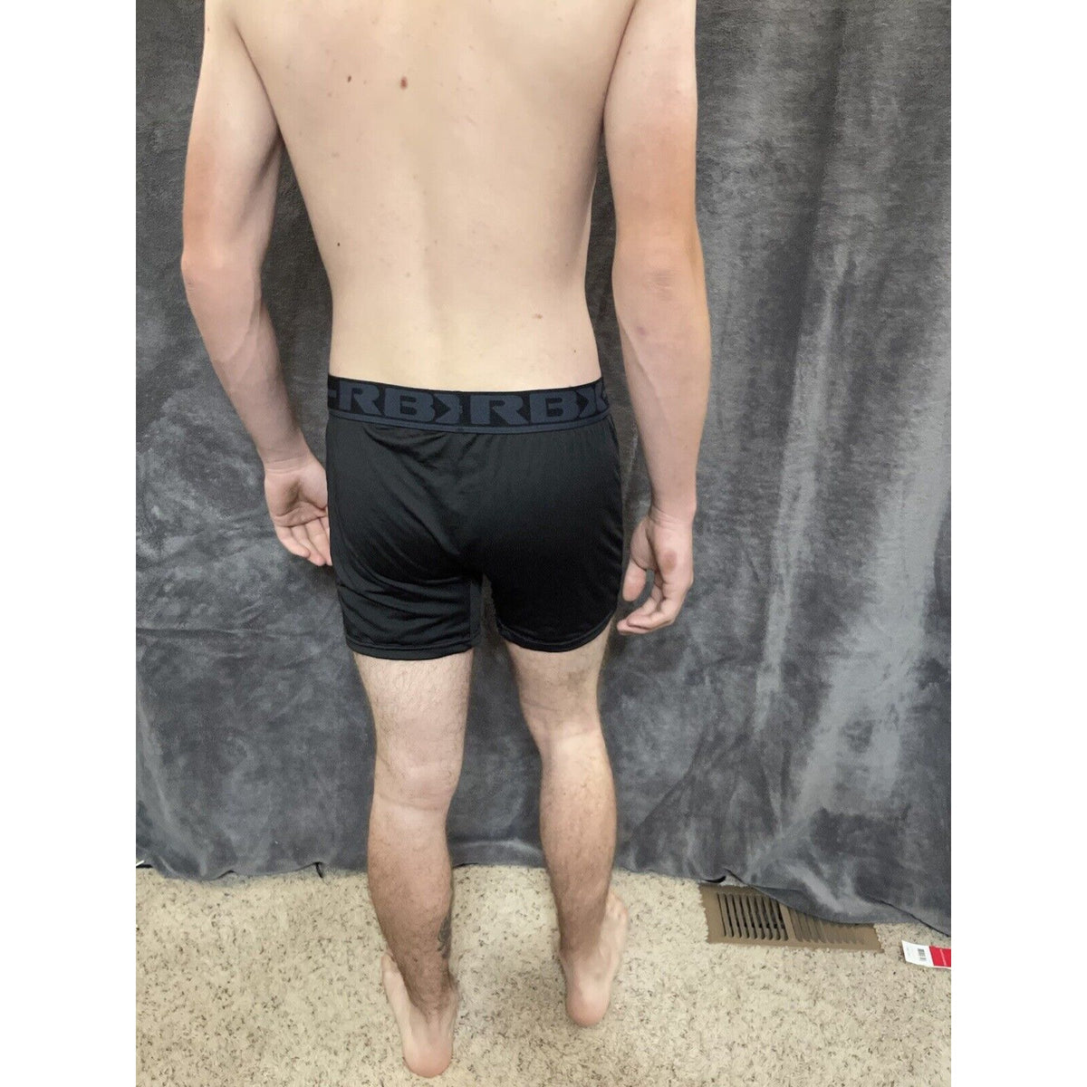 men's Black with Black Band RBX large compression boxer briefs 10% spandex